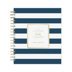 2025 Planners|Blue Sky 2025 Day Designer Rugby Stripe 8" x 10" Daily & Monthly Planner, Plastic Cover, Navy/White (142098-25)