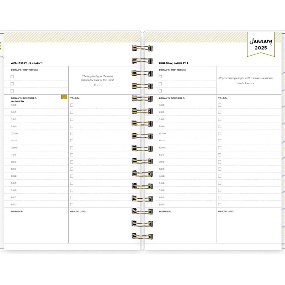 2025 Planners|Blue Sky 2025 Day Designer Rugby Stripe 5" x 8" Daily & Monthly Planner, Plastic Cover, Navy/White (103623-25)
