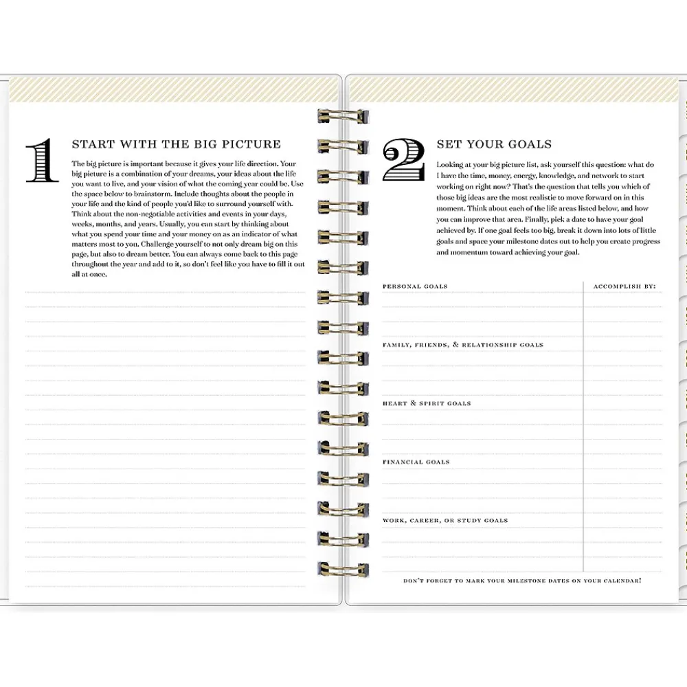 2025 Planners|Blue Sky 2025 Day Designer Rugby Stripe 5" x 8" Daily & Monthly Planner, Plastic Cover, Navy/White (103623-25)