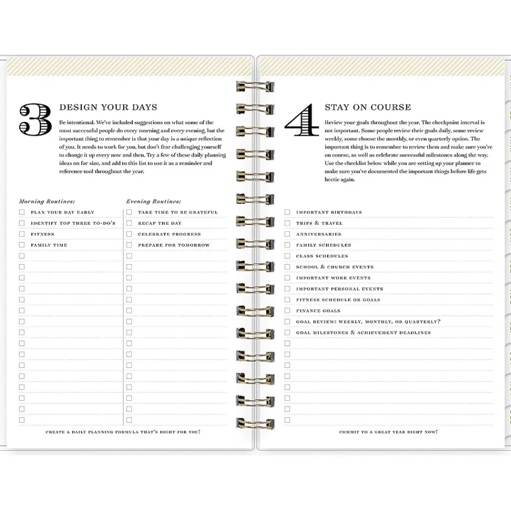 2025 Planners|Blue Sky 2025 Day Designer Rugby Stripe 5" x 8" Daily & Monthly Planner, Plastic Cover, Navy/White (103623-25)