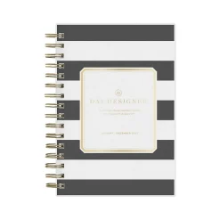2025 Planners|Blue Sky 2025 Day Designer Rugby Stripe 5" x 8" Daily & Monthly Planner, Plastic Cover, Black/White (148121)