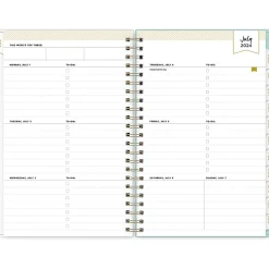 Academic Planners|Blue Sky 2024-2025 Day Designer Secret Garden Mint 5" x 8" Academic Weekly & Monthly Planner, Plastic Cover, Multicolor