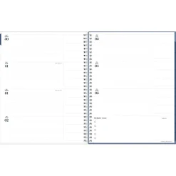 2025 Planners|Blue Sky 2025 inkWELL Press Twilight Blooms 8.5" x 11" Weekly & Monthly Planner, Plastic Cover, Blue/Yellow (152447)