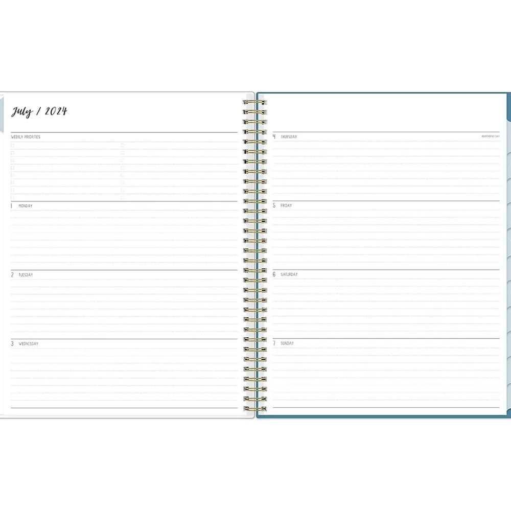 Academic Planners|Blue Sky 2024-2025 Ivory Paper Co Davina 8.5" x 11" Academic Weekly & Monthly Planner, Plastic Cover, Cream/Blue (146878)