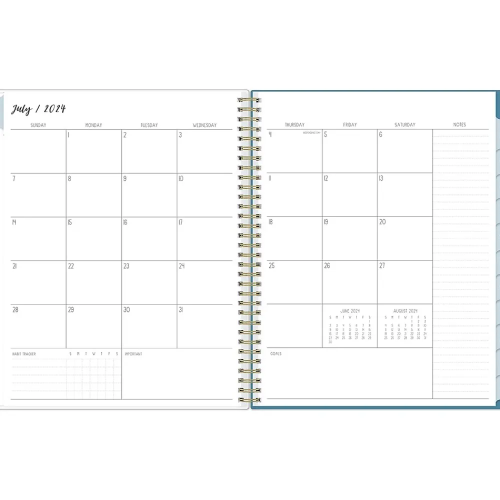 Academic Planners|Blue Sky 2024-2025 Ivory Paper Co Davina 8.5" x 11" Academic Weekly & Monthly Planner, Plastic Cover, Cream/Blue (146878)