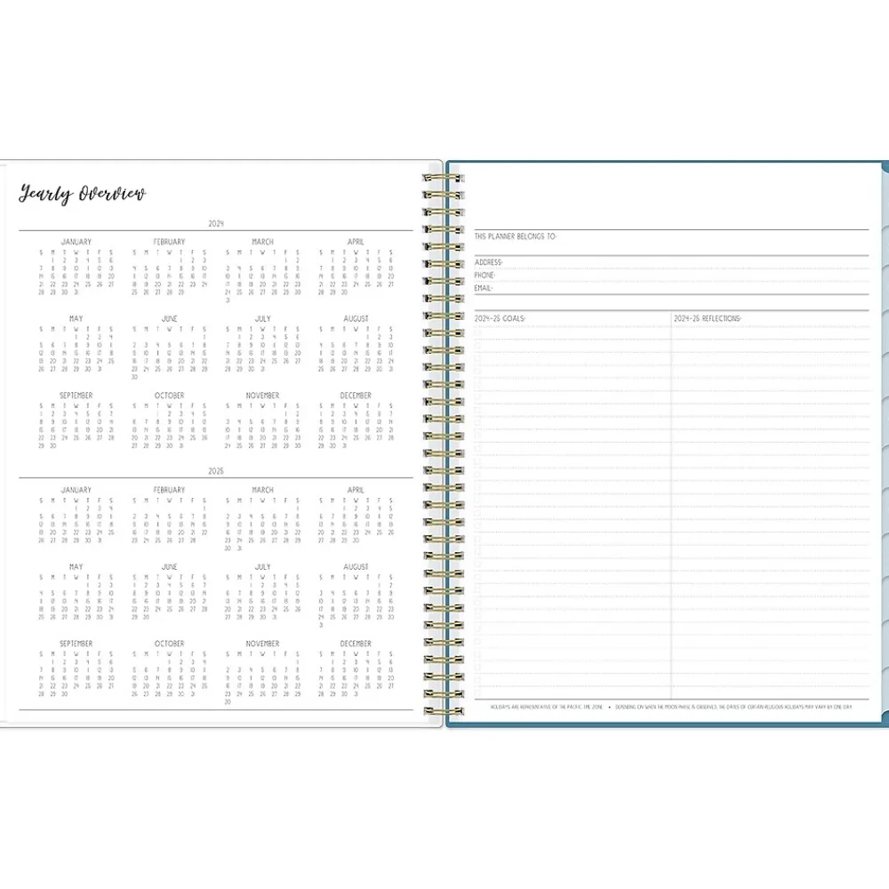 Academic Planners|Blue Sky 2024-2025 Ivory Paper Co Davina 8.5" x 11" Academic Weekly & Monthly Planner, Plastic Cover, Cream/Blue (146878)