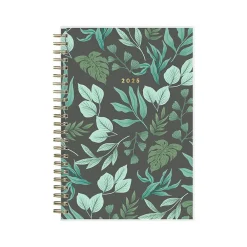 2025 Planners|Blue Sky 2025 Leafy Lounge 5" x 8" Weekly & Monthly Planner, Plastic Cover, Green/Gray (147931)