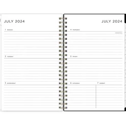 Academic Planners|Blue Sky 2024-2025 Leopard Black 5" x 8" Academic Weekly & Monthly Planner, Plastic Cover, Black/White (149047-A25)