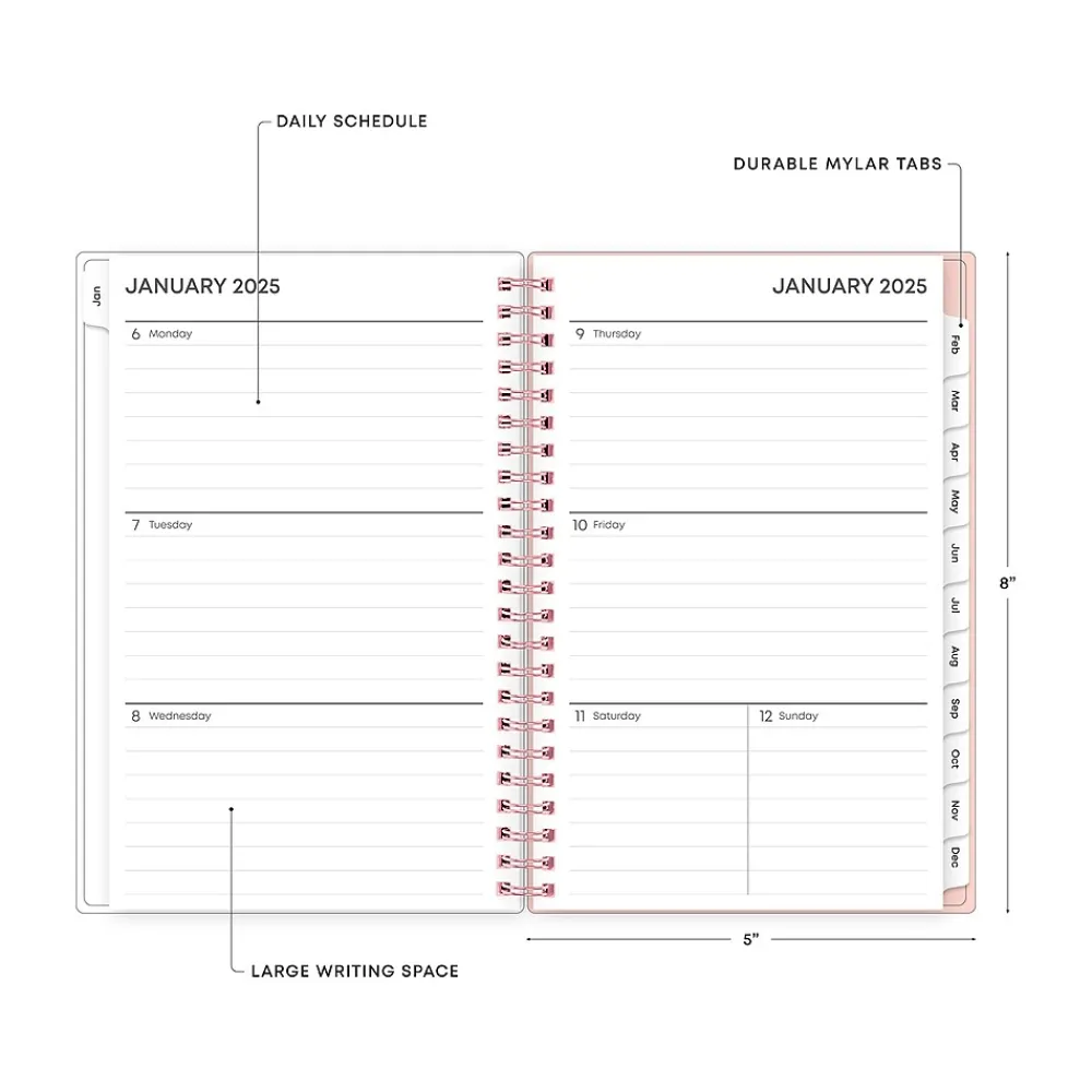 2025 Planners|Blue Sky 2025 Quilted Garden 5" x 8" Weekly & Monthly Planner, Plastic Cover, Multicolor (152480)