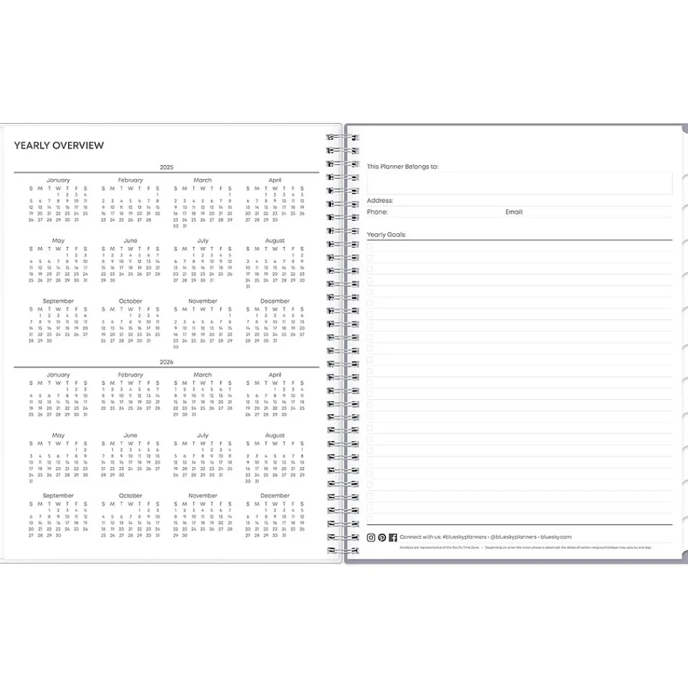 2025 Planners|Blue Sky 2025 Rue Du Flore 8.5" x 11" Weekly & Monthly Planner, Plastic Cover, Green/Gray (101602-25)