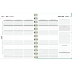 Academic Planners|Blue Sky 2024-2025 Sandra Check 8.5" x 11" Academic Weekly & Monthly Student Planner, Plastic Cover, Mint Green/White