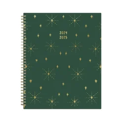 Academic Planners|Blue Sky 2024-2025 Shining Sky 8.5" x 11" Academic Weekly & Monthly Planner, Plastic Cover, Dark Green/Gold (150002)
