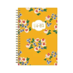 Academic Planners|Blue Sky 2024-2025 The House That Lars Built Yellow Floral 5" x 8" Academic Weekly & Monthly Planner, Plastic Cover