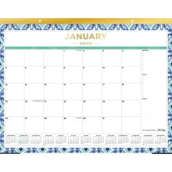 2025 Calendars|Blue Sky 2025 Tile 22" x 17" Monthly Desk Pad Calendar, Blue/White (133694-25)