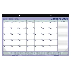 2025 Calendars|Rediform 2025 Brownline 17.75" x 10.87" Monthly Desk Pad Calendar, White/Blue (C181700)