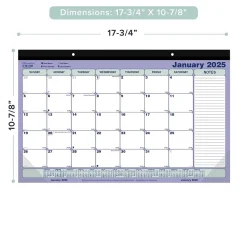 2025 Calendars|Rediform 2025 Brownline 17.75" x 10.87" Monthly Desk Pad Calendar, White/Blue (C181700)
