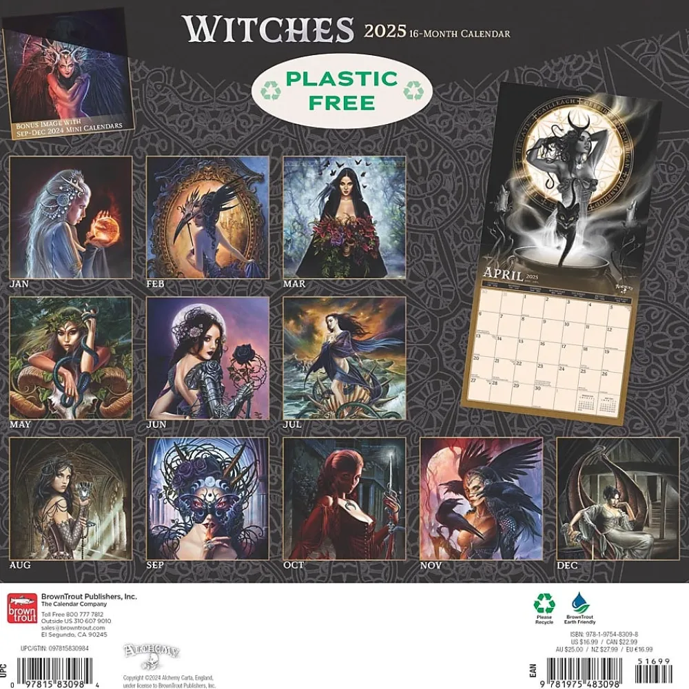 2025 Calendars|BrownTrout 2025 Alchemy Witches OFFICIAL 12" x 24" Monthly Square Wall Calendar (9781975483098)