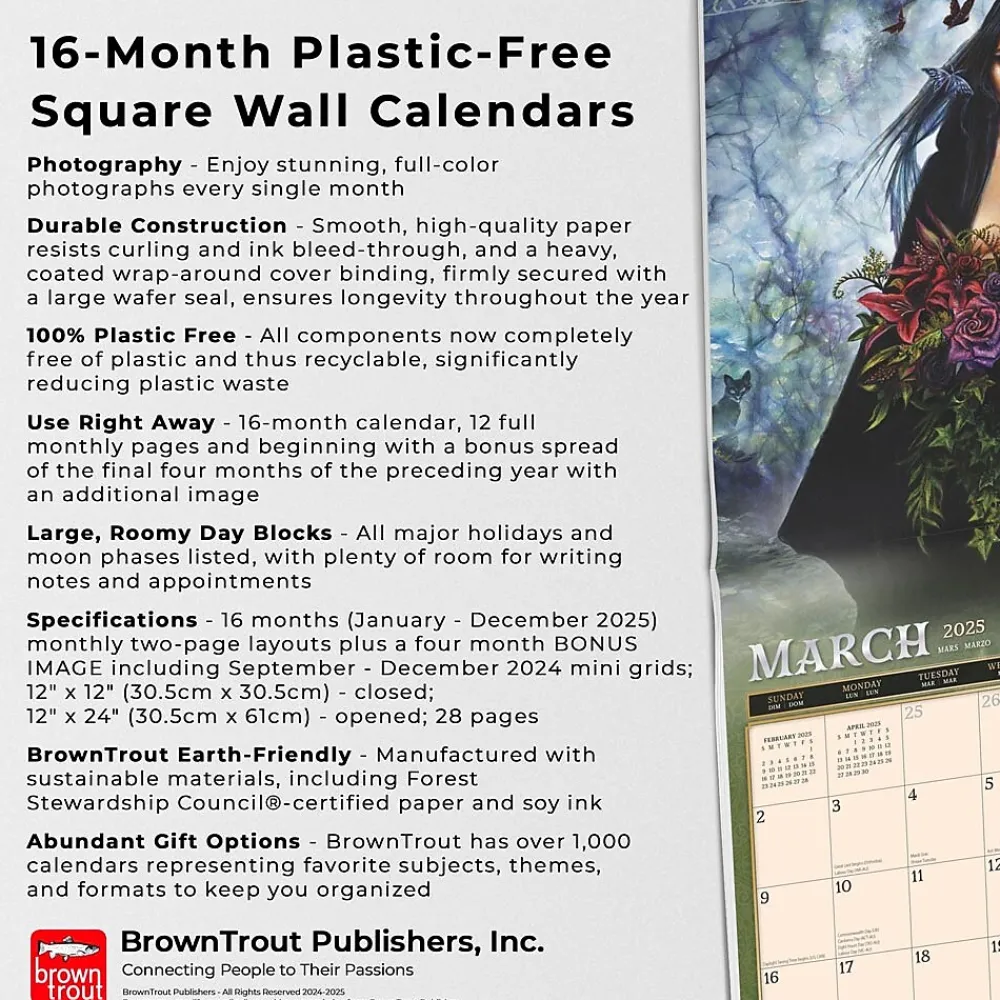 2025 Calendars|BrownTrout 2025 Alchemy Witches OFFICIAL 12" x 24" Monthly Square Wall Calendar (9781975483098)