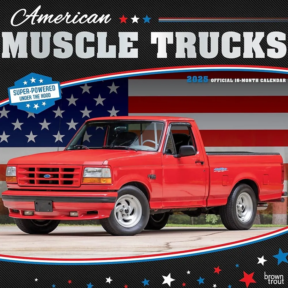 2025 Calendars|BrownTrout 2025 American Muscle Trucks 12" x 12" Monthly Square Wall Calendar (9781975479893)