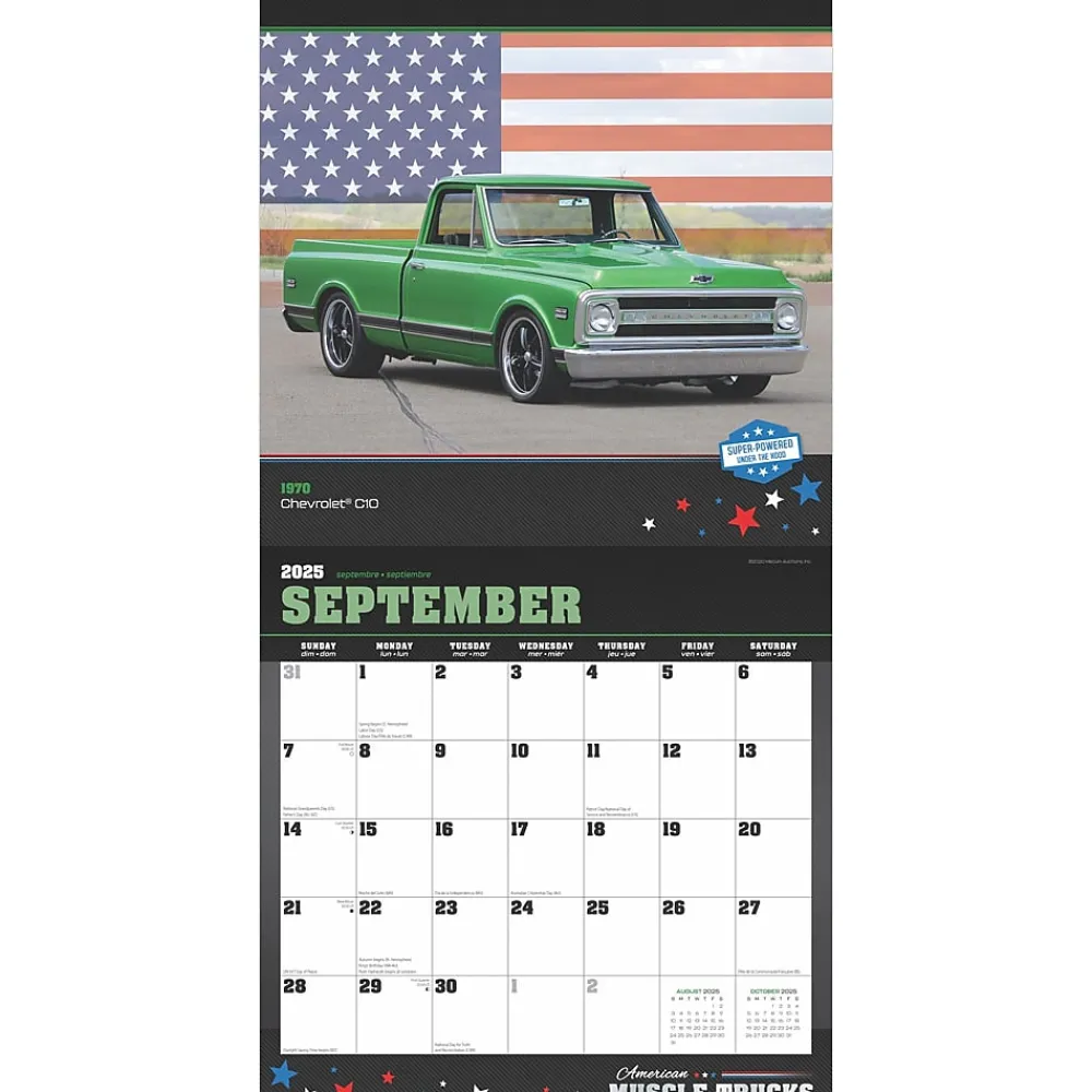 2025 Calendars|BrownTrout 2025 American Muscle Trucks 12" x 12" Monthly Square Wall Calendar (9781975479893)