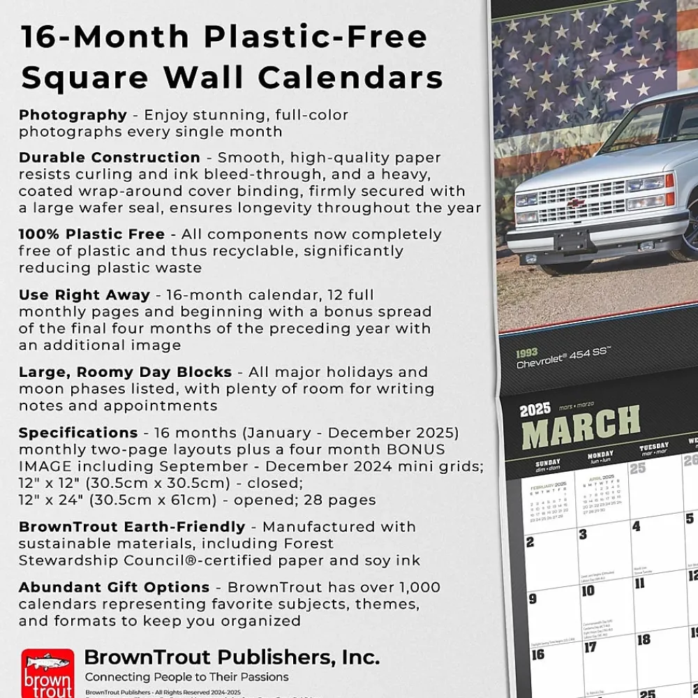 2025 Calendars|BrownTrout 2025 American Muscle Trucks 12" x 12" Monthly Square Wall Calendar (9781975479893)