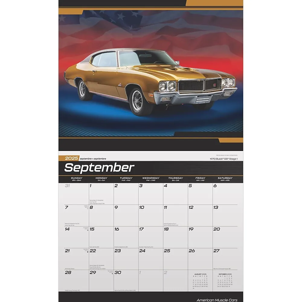 2025 Calendars|BrownTrout 2025 American Muscle Cars 7" x 12" Monthly Deluxe Wall Calendar (9781975479398)