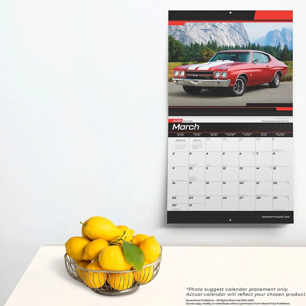 2025 Calendars|BrownTrout 2025 American Muscle Cars 7" x 12" Monthly Deluxe Wall Calendar (9781975479398)
