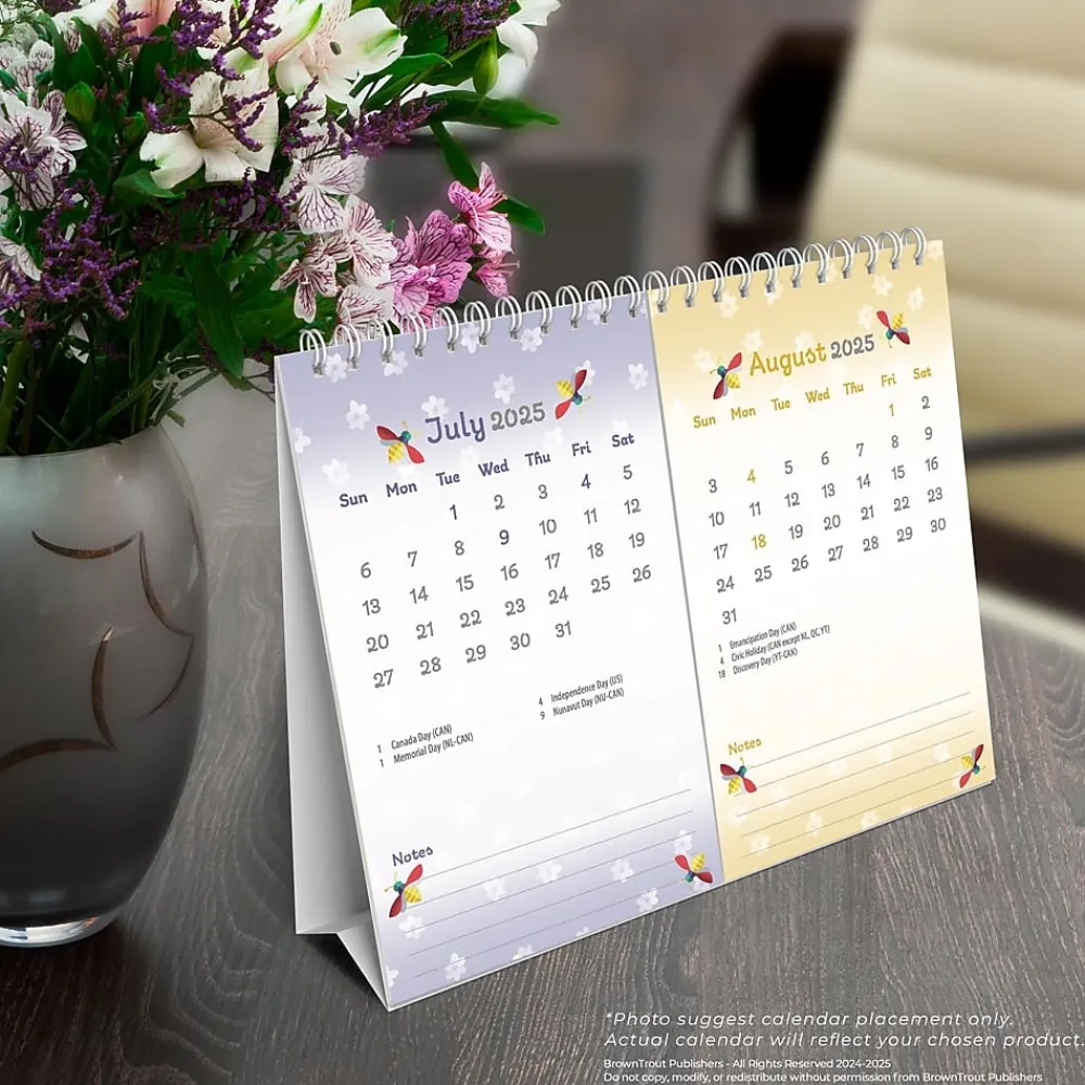2025 Calendars|BrownTrout 2025 Busy Bees 7.5" x 6" Monthly Double-View Easel Desk Calendar (9781975478452)
