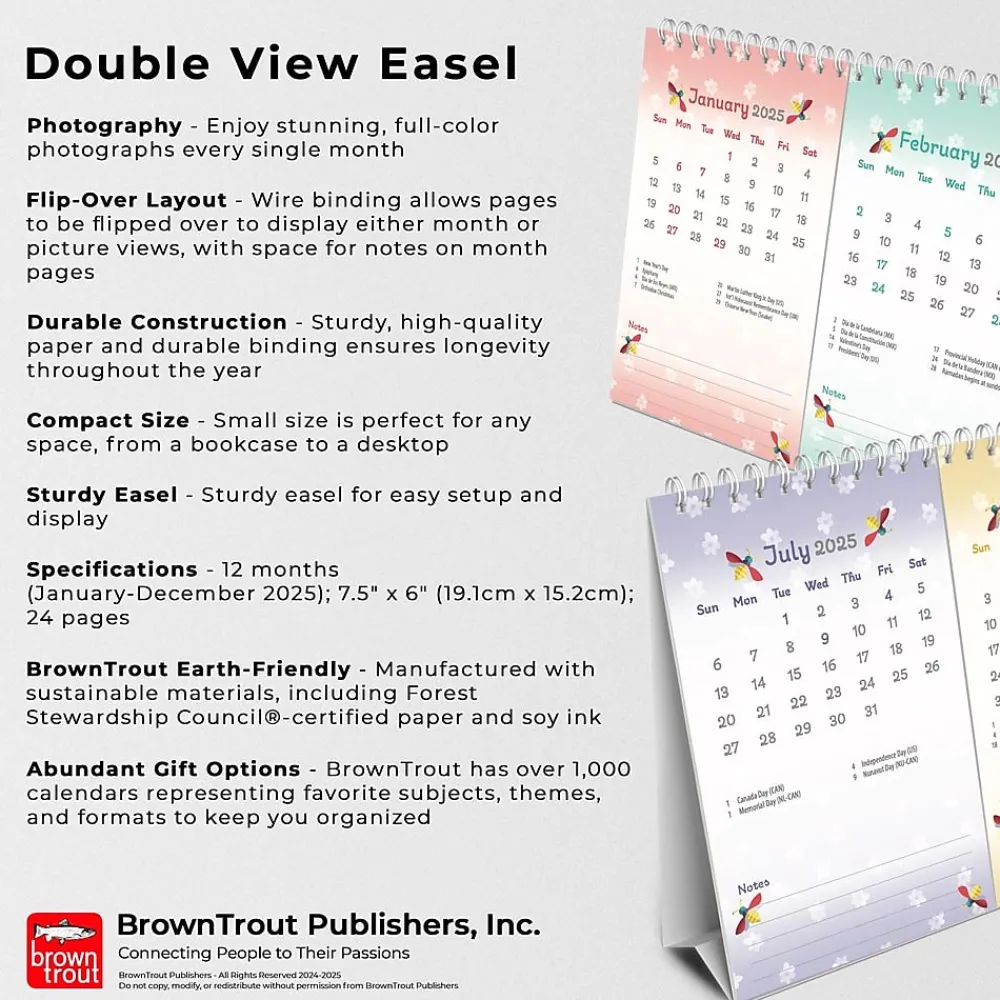 2025 Calendars|BrownTrout 2025 Busy Bees 7.5" x 6" Monthly Double-View Easel Desk Calendar (9781975478452)