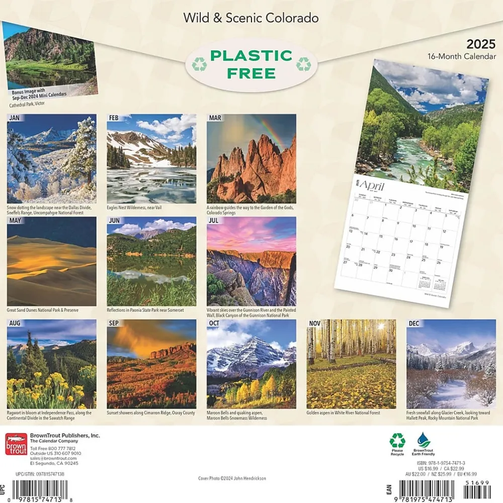 2025 Calendars|BrownTrout 2025 Colorado Wild & Scenic 12" x 24" Monthly Square Wall Calendar (9781975474713)