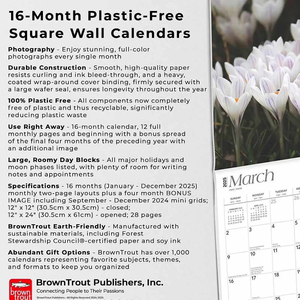2025 Calendars|BrownTrout 2025 Mountain Wildflowers 12" x 12" Monthly Square Wall Calendar (9781975476038)