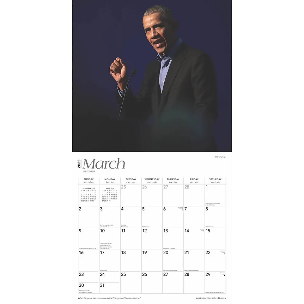 2025 Calendars|BrownTrout 2025 President Barack Obama 12" x 12" Monthly Wall Calendar (9781975475550)