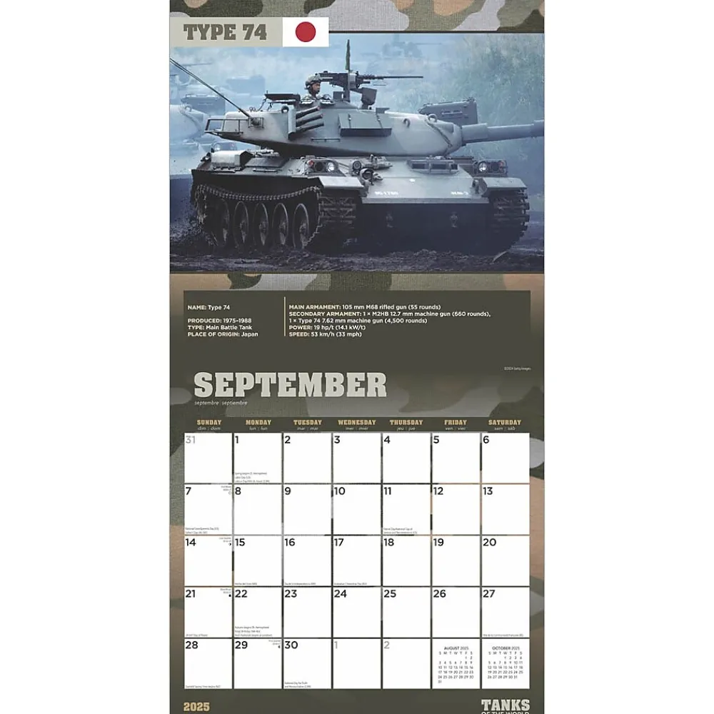 2025 Calendars|BrownTrout 2025 Tanks of the World 12" x 12" Monthly Square Wall Calendar (9781975477851)