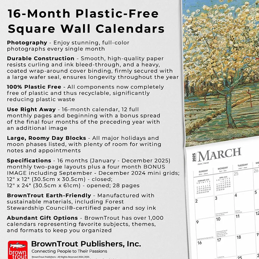 2025 Calendars|BrownTrout 2025 Vincent van Gogh 12" x 12" Monthly Wall Calendar (9781975477929)
