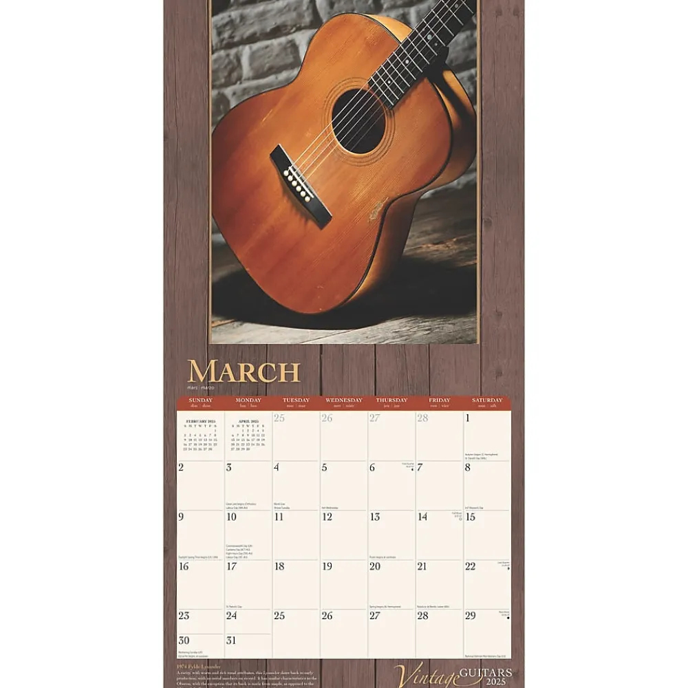 2025 Calendars|BrownTrout 2025 Vintage Guitars 12" x 12" Monthly Wall Calendar (9781975478018)