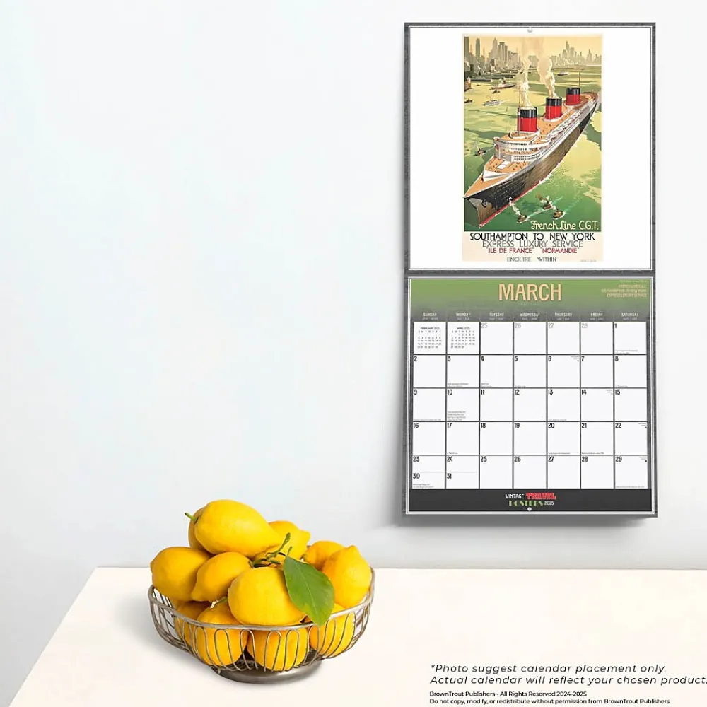 2025 Calendars|BrownTrout 2025 Vintage Travel Posters 12" x 12" Monthly Wall Calendar (9781975475857)