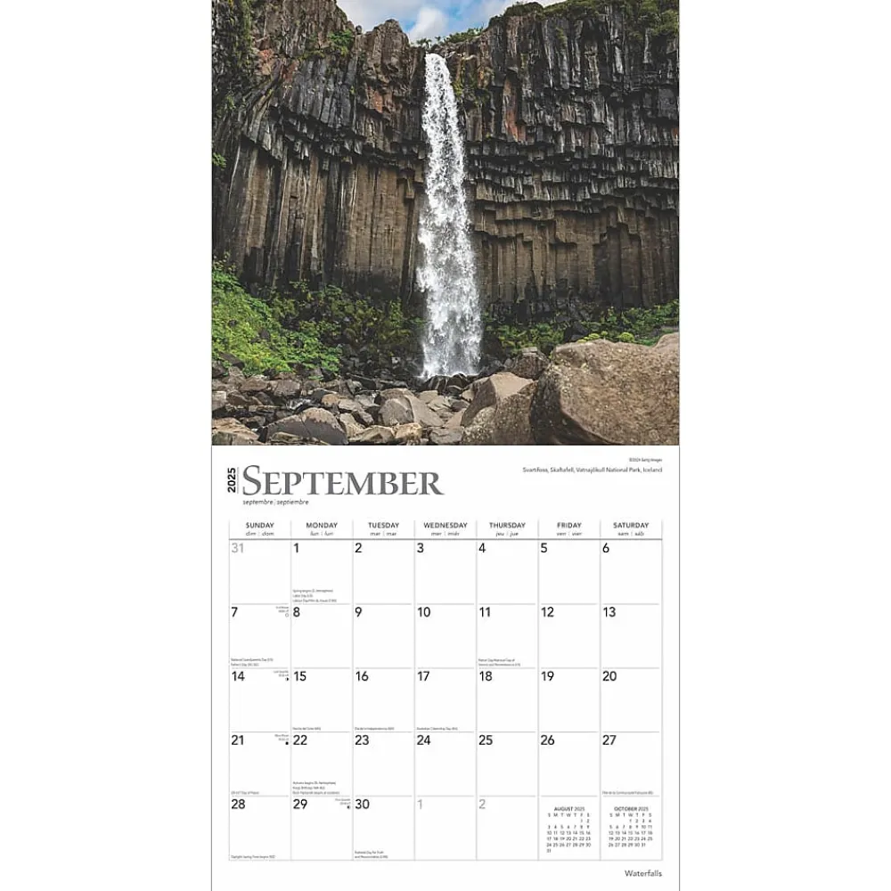 2025 Calendars|BrownTrout 2025 Waterfalls 12" x 12" Monthly Wall Calendar (9781975475895)