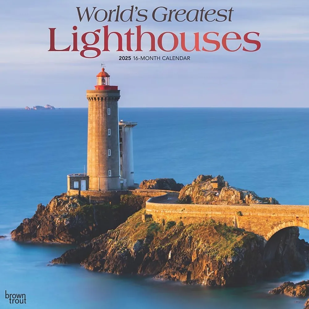 2025 Calendars|BrownTrout 2025 World's Greatest Lighthouses 12" x 24" Monthly Square Wall Calendar, (9781975475970)