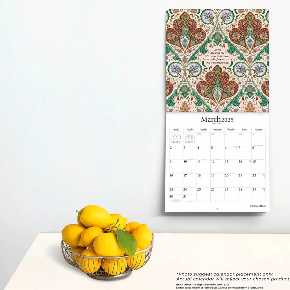 2025 Calendars|Brush Dance 2025 Enlightened Rumi 12" x 24" Monthly Square Wall Calendar (9781975478551)