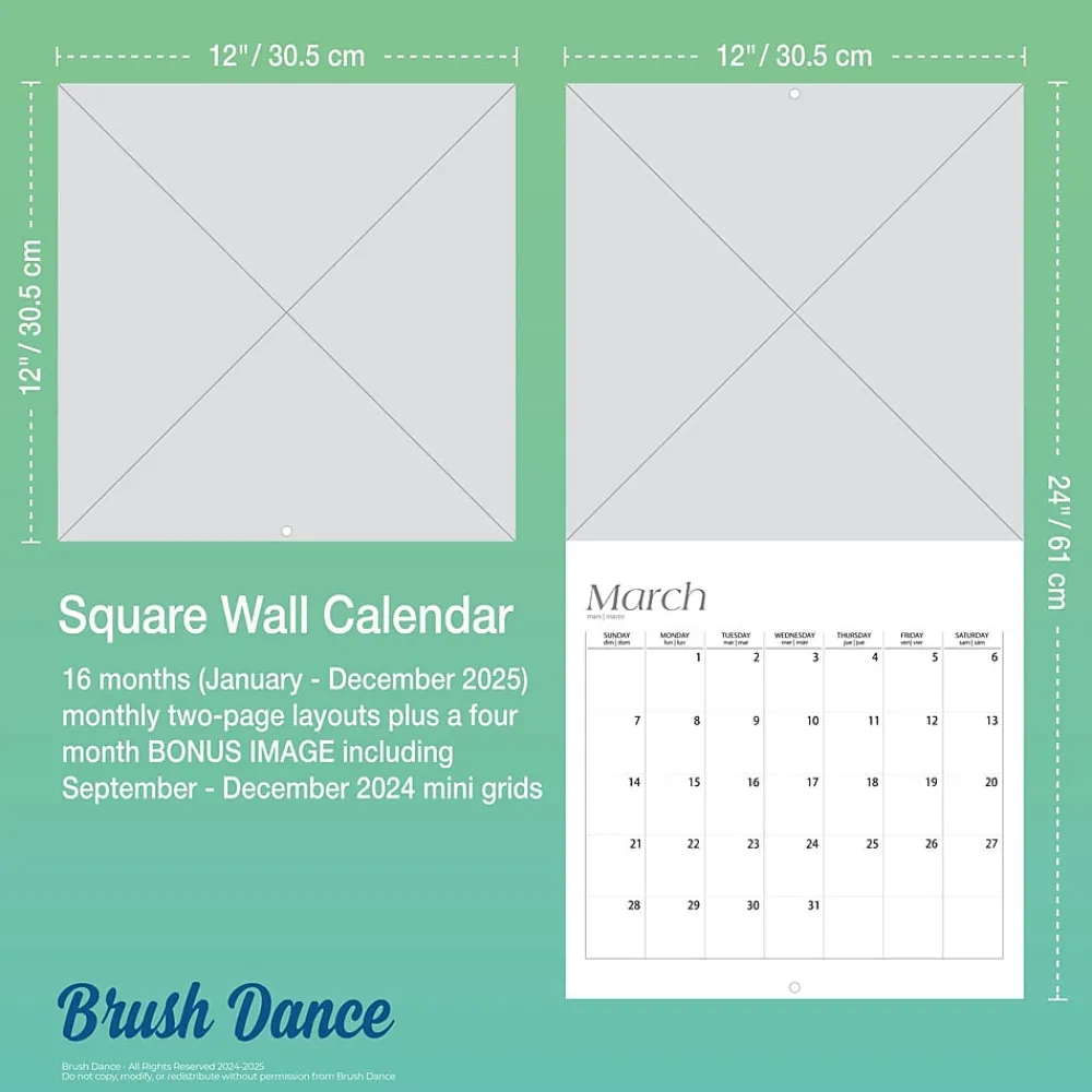 2025 Calendars|Brush Dance 2025 Enlightened Rumi 12" x 24" Monthly Square Wall Calendar (9781975478551)