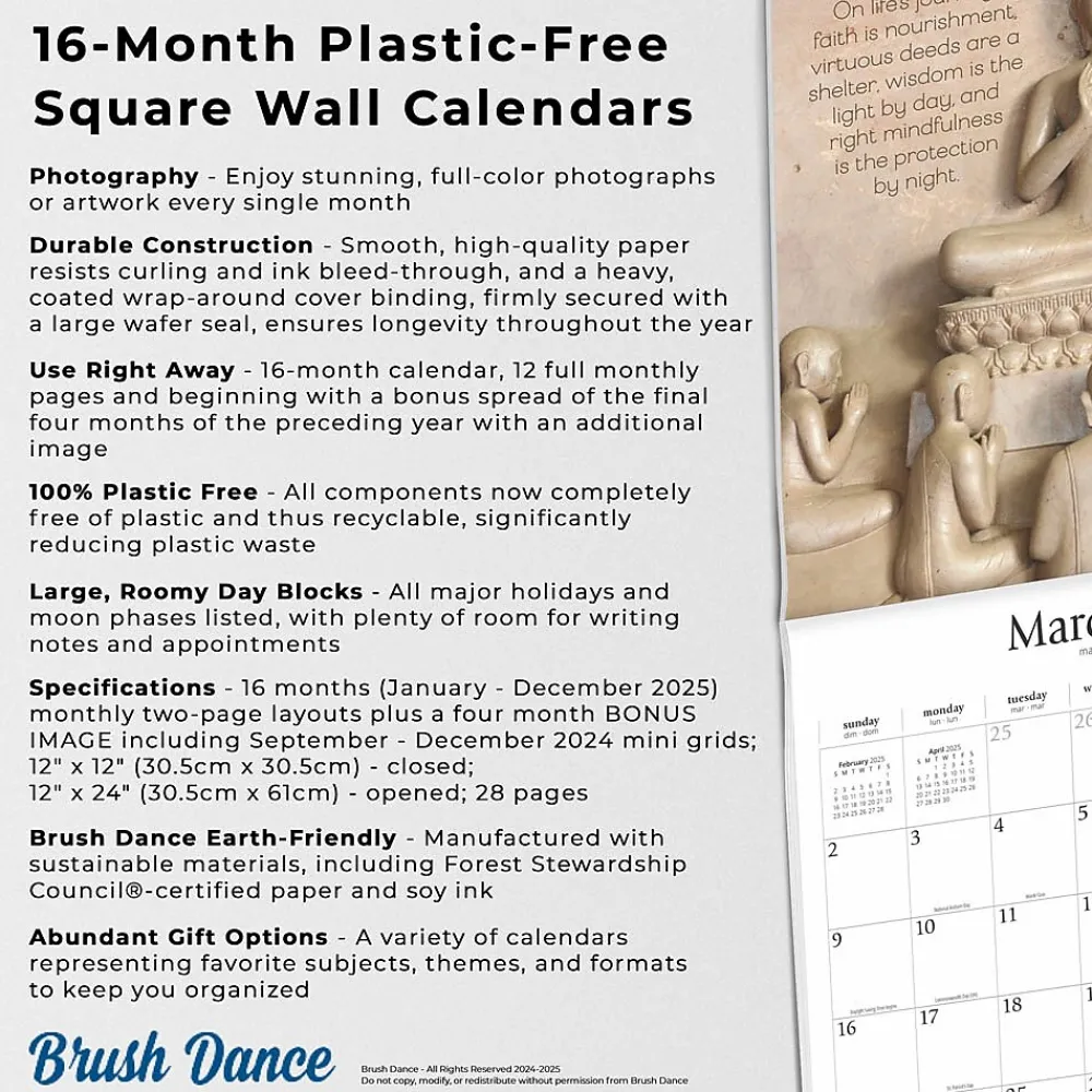 2025 Calendars|Brush Dance 2025 Timeless Buddha 12" x 12" Monthly Wall Calendar (9781975478674)