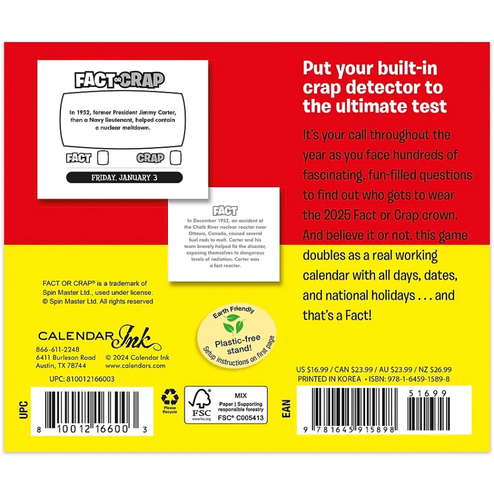 2025 Calendars|Cal Ink 2025 Fact or Crap 6" x 5" Day-to-Day Desktop Box Calendar (9781645915898)