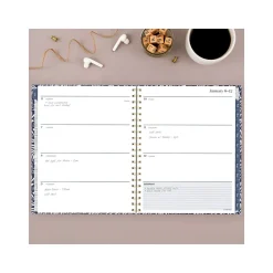 2025 Planners|Cambridge 2025 Blockprint 8.5" x 11" Weekly & Monthly Planner, Cotton Cover, Blue/White (1724-905-25)