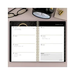 2025 Planners|Cambridge 2025 Radiate 5.5" x 8.5" Weekly & Monthly Planner, Poly Cover, Black/Gold (1725-200-25)