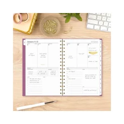 2025 Planners|Cambridge 2025 WorkStyle Balance 5.5" x 8.5" Weekly & Monthly Planner, Poly Cover, Red Violet/Gold (1606-200-59-25)