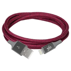 360 Electrical Habitat 4' USB A Male/Lightning 8-Pin Male, Cranberry (360650-CB)