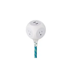 360 Electrical Habitat + USB Harmony Collection 6' Extension Cord, 3-Outlet, Mint Julep (360468-8CA4ESC1)