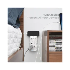 360 Electrical Revolve45 4-Outlet 3-USB Port Surge Protector, White (3E0771-WHT6NA)