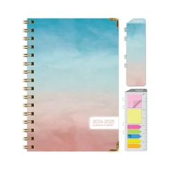 Academic Planners|Excello Global Products 2024-2025 Blue Pink Gradient 5.5" x 8" Weekly & Monthly Planner, Paper Cover (AY24-38-S)