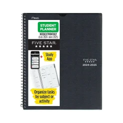 Academic Planners|Five Star 2024-2025 8.5" x 11" Academic Weekly & Monthly Customizable Planner, Poly Cover, Assorted Colors (CAW651-00-25)
